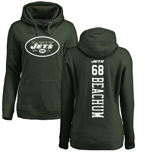 New York Jets Green Women Kelvin Beachum Backer NFL Football #68 Pullover Hoodie Sweatshirts->women nfl jersey->Women Jersey